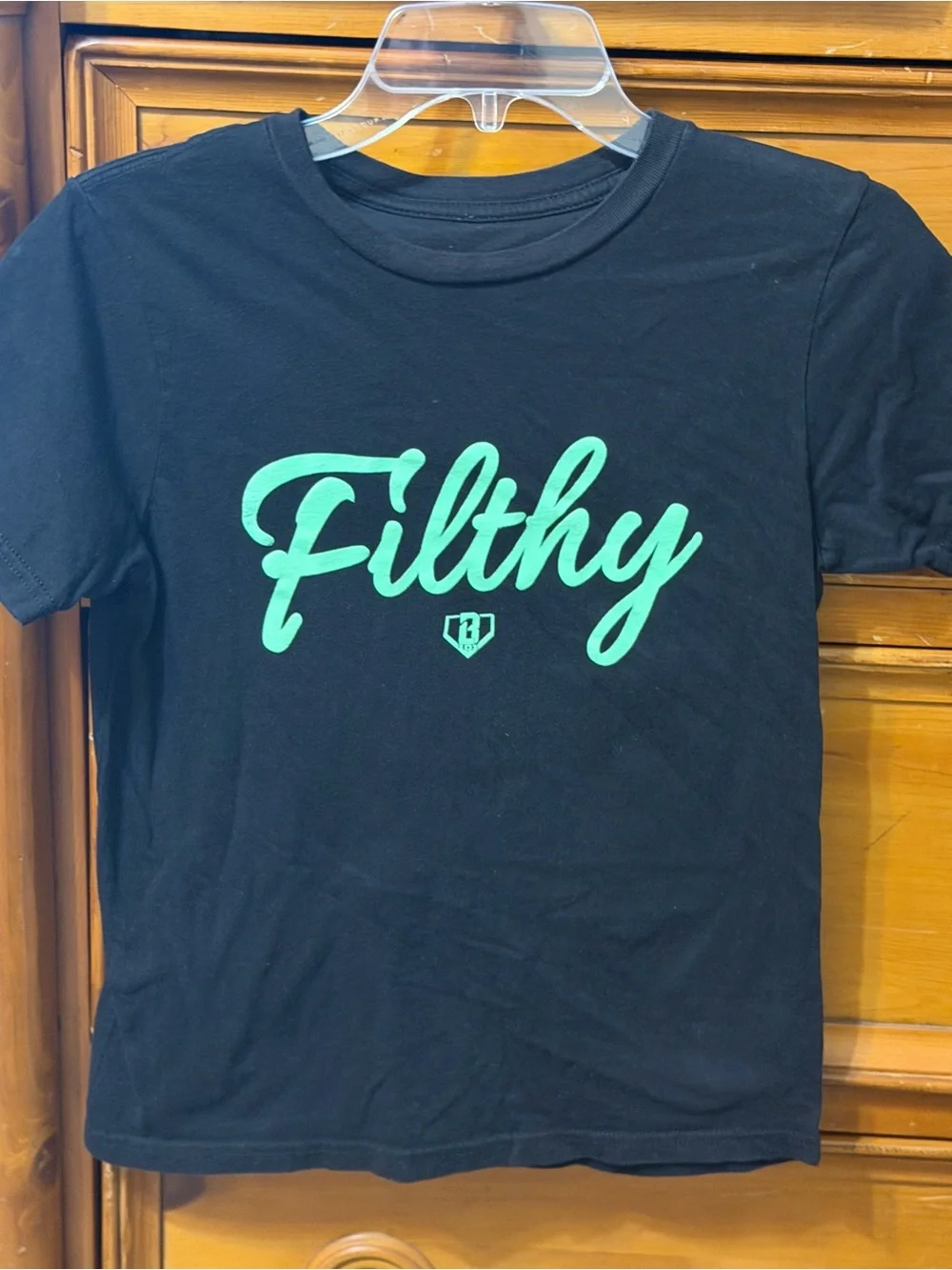 Baseball Lifestyle 101 Kids' 'Filthy' Graphic Tee - Black with Mint Green Script